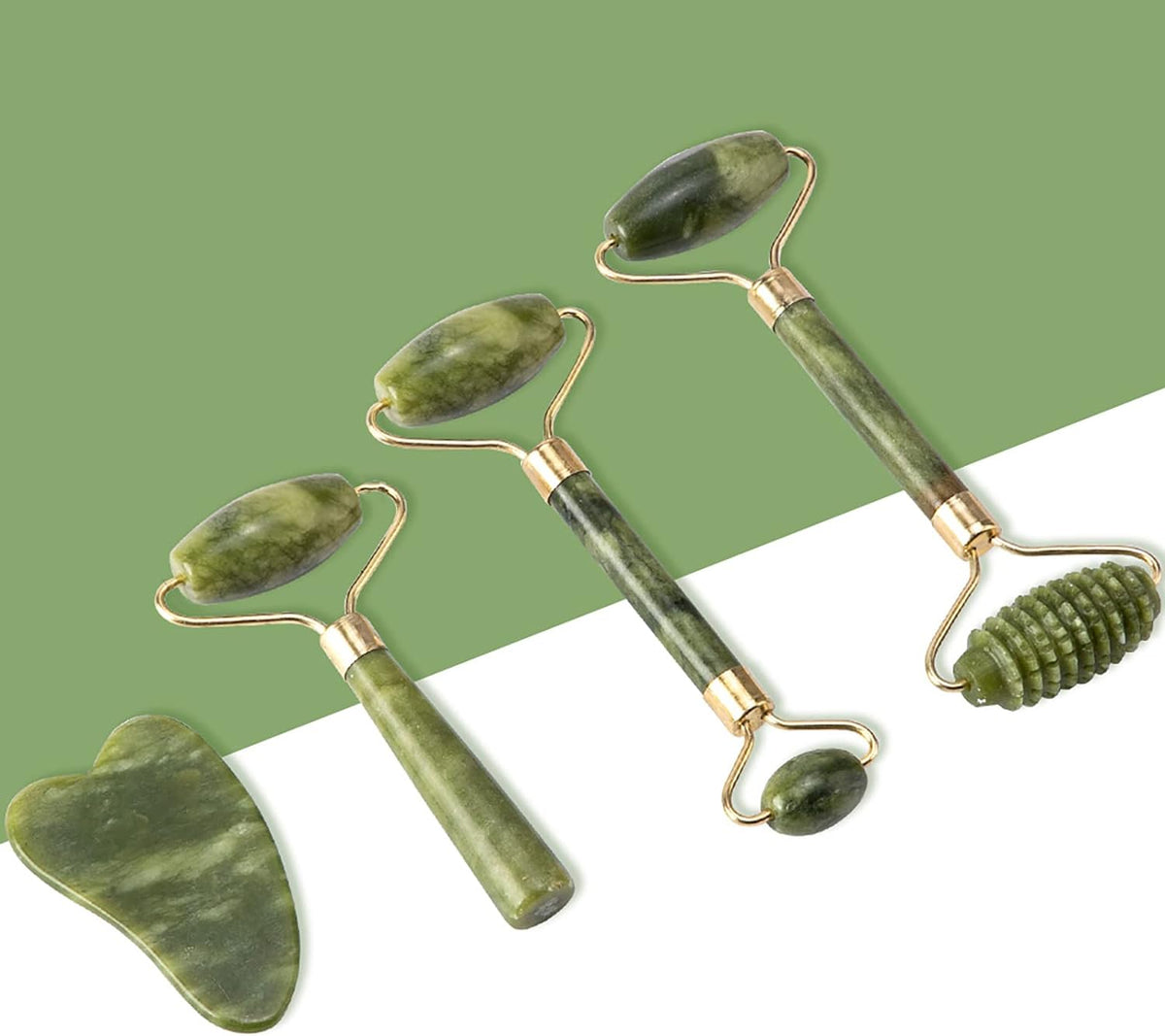 Jade Roller & Gua Sha Set 5 in 1 Facial Massager Tools 