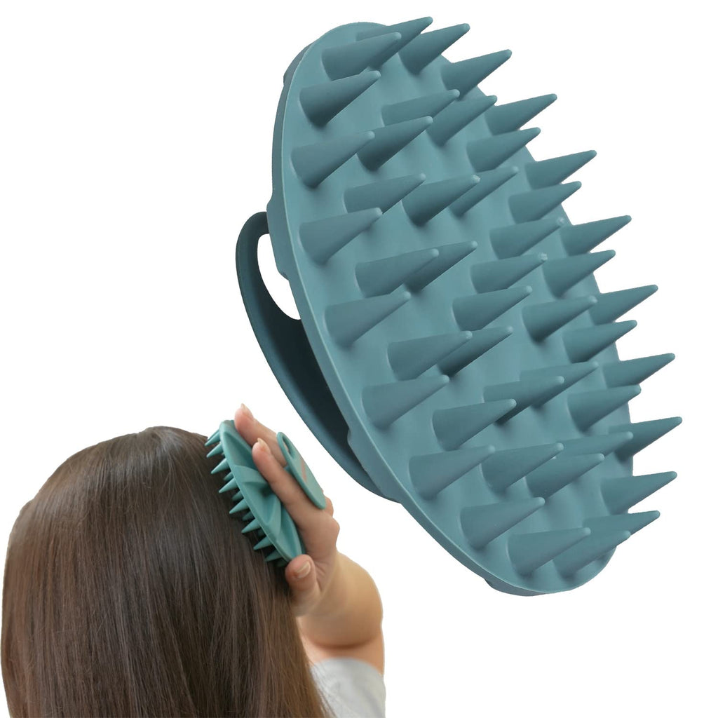 One-Piece Silicone Scalp Massager Shampoo Brush Hair Wash, Dark Green