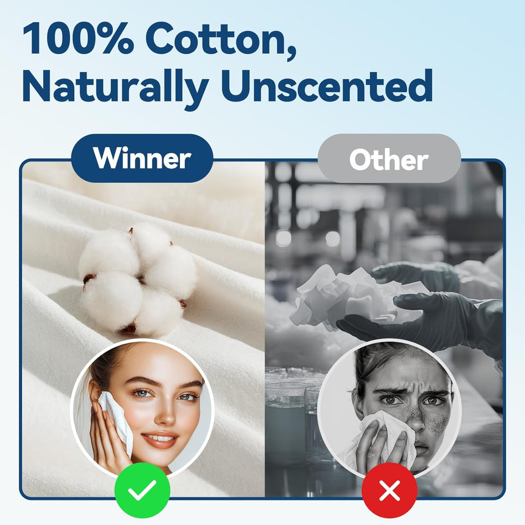 Disposable Face Towels, 100% Cotton, 100 Count (Pack of 1)