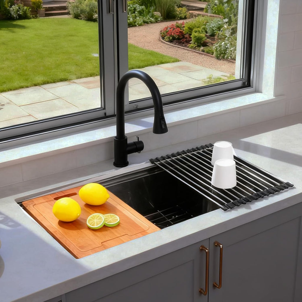  Black Undermount Kitchen Sink Workstation
