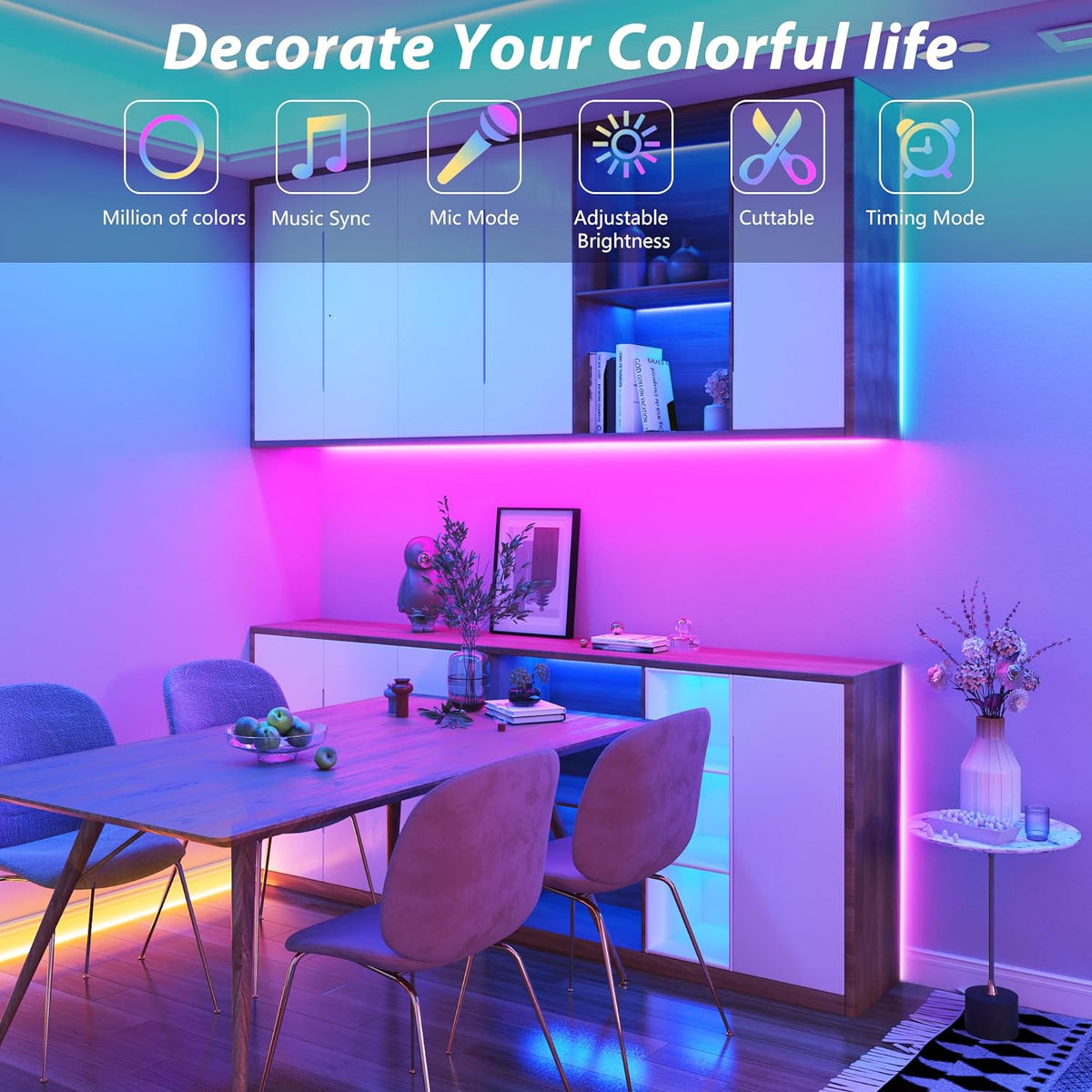 Led Lights for Bedroom 130Ft (2 Rolls * 65Ft) 