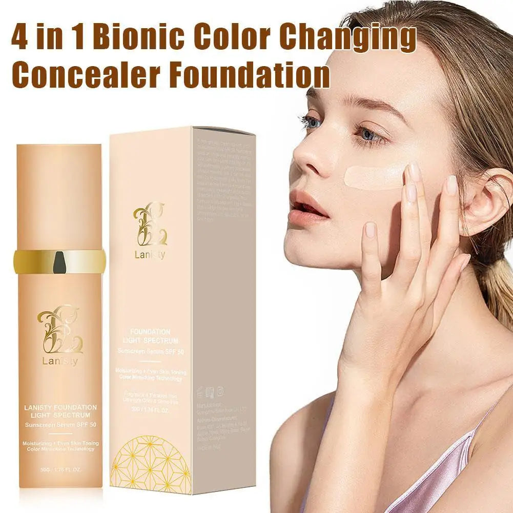4 in 1 Biomimic Foundation Spectrums Biomimic Light Spectrums Foundation with SPF50+ Longwearing Changing Concealer Foundation