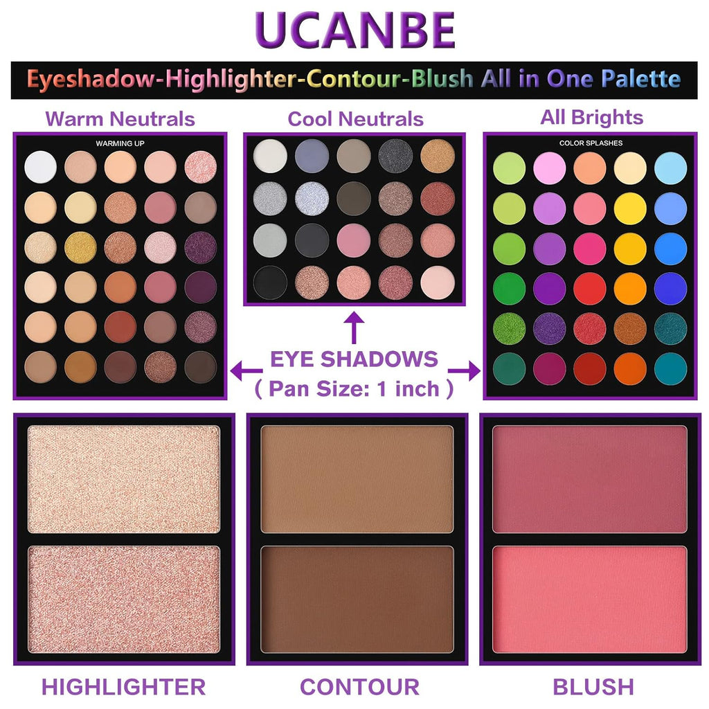 Eyeshadow Palette with 15Pcs Brushes Makeup Set, Pigmented 86 Colors Make up Sets Valentine'S Day Gift