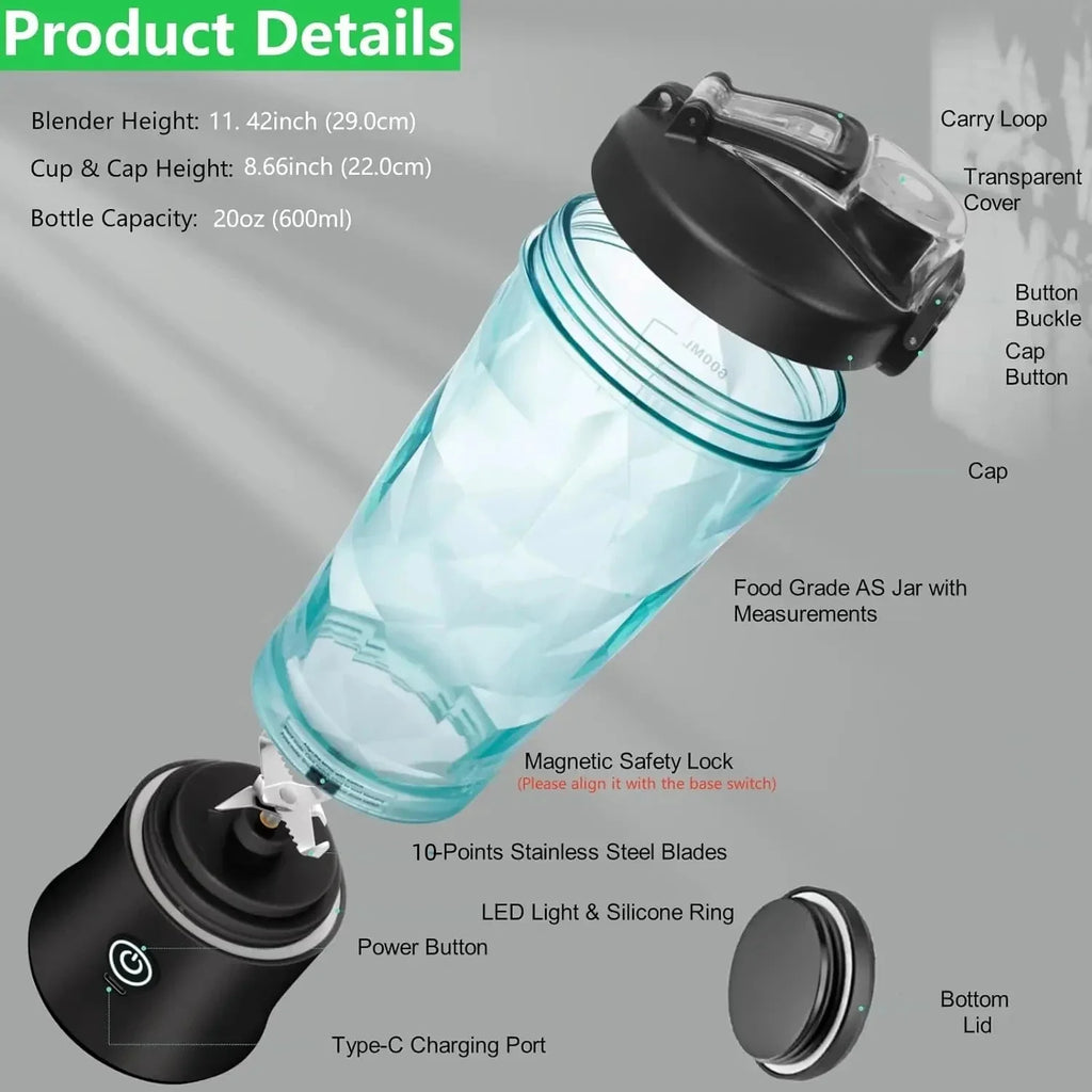 600ML  Powerful Motor Mini Blender for Shakes 