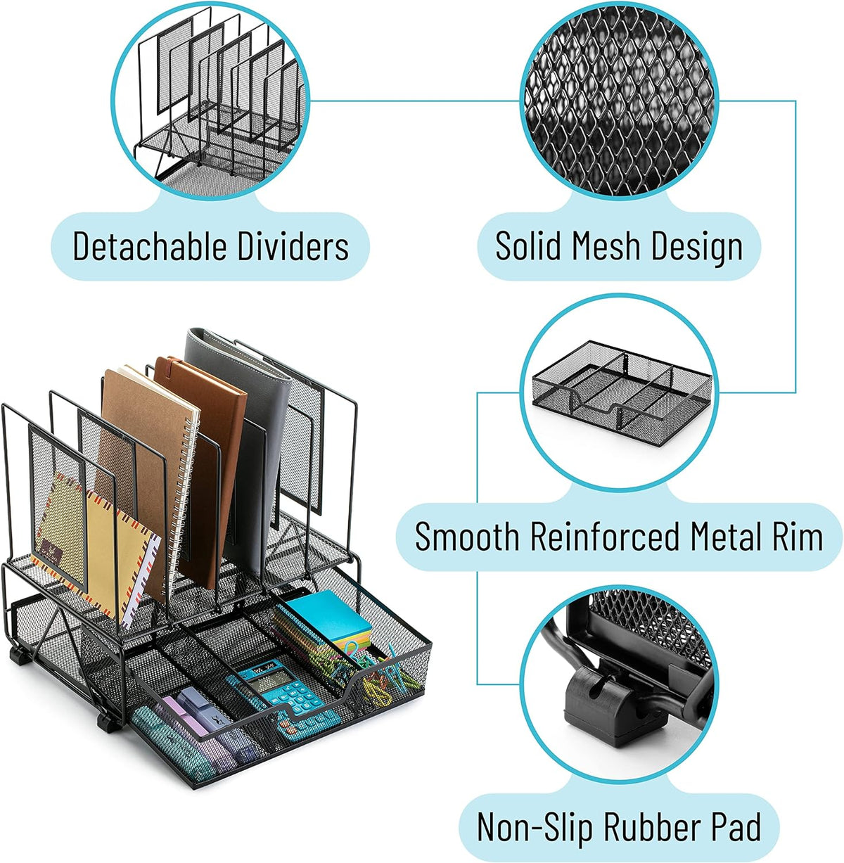  Mesh Desk Organizer with Drawer