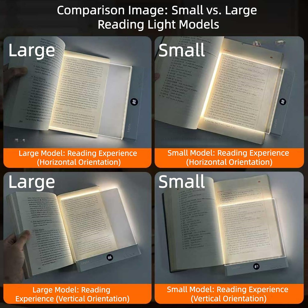 XL LED Flat Book Light for Reading at Night in Bed, Matte White
