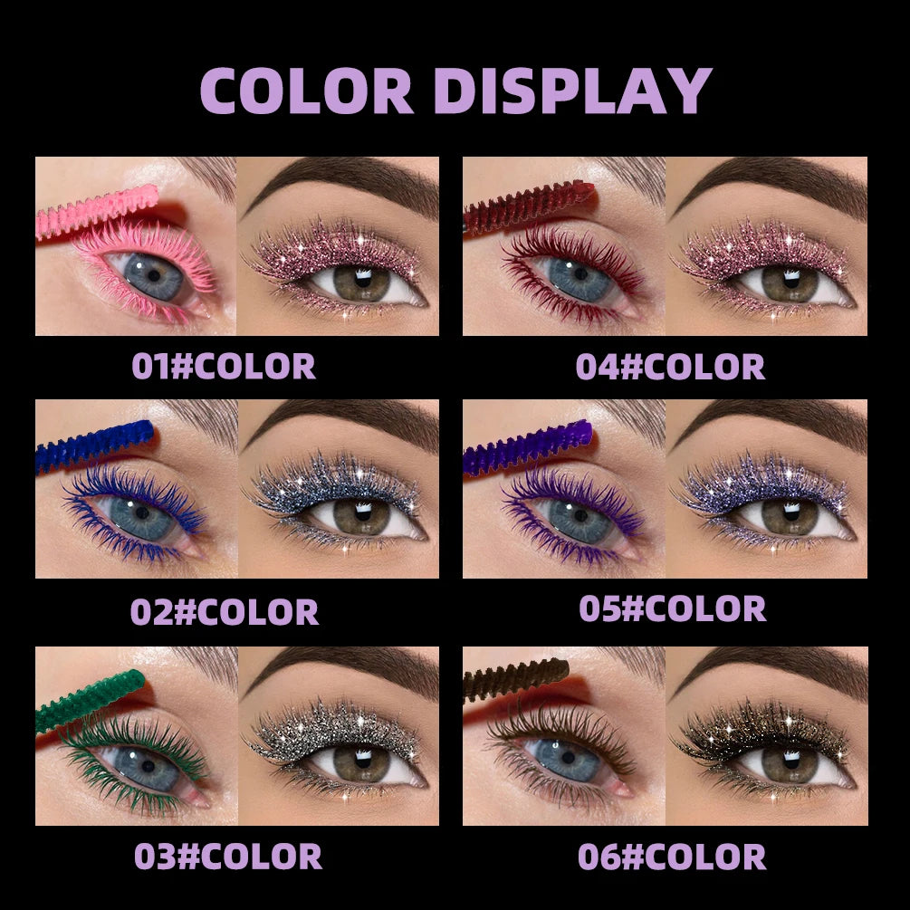 Double Headed Diamond Glitter Colored Mascara,Long Lasting 