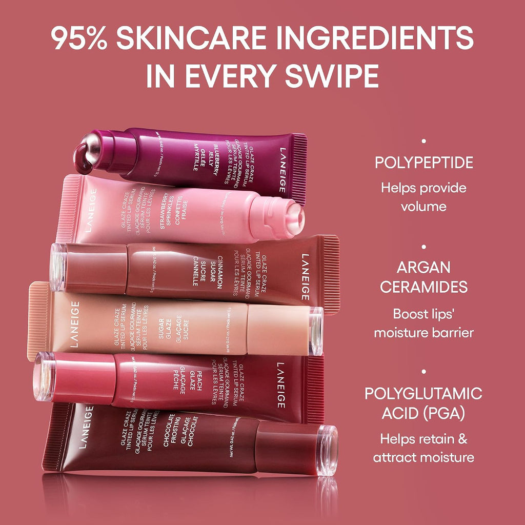 LANEIGE Glaze Craze Tinted Lip Serum: Hydrating Lip Serum for Glossy, Nourished Lips with Plumping Polypeptides