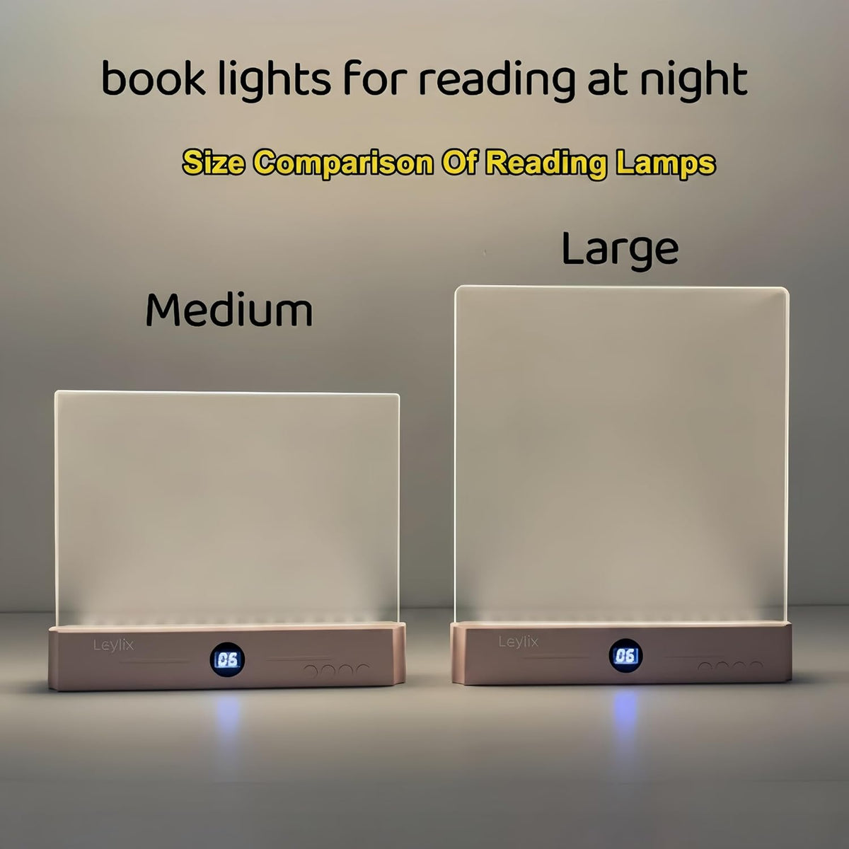 XL LED Flat Book Light for Reading at Night in Bed - Light Pink