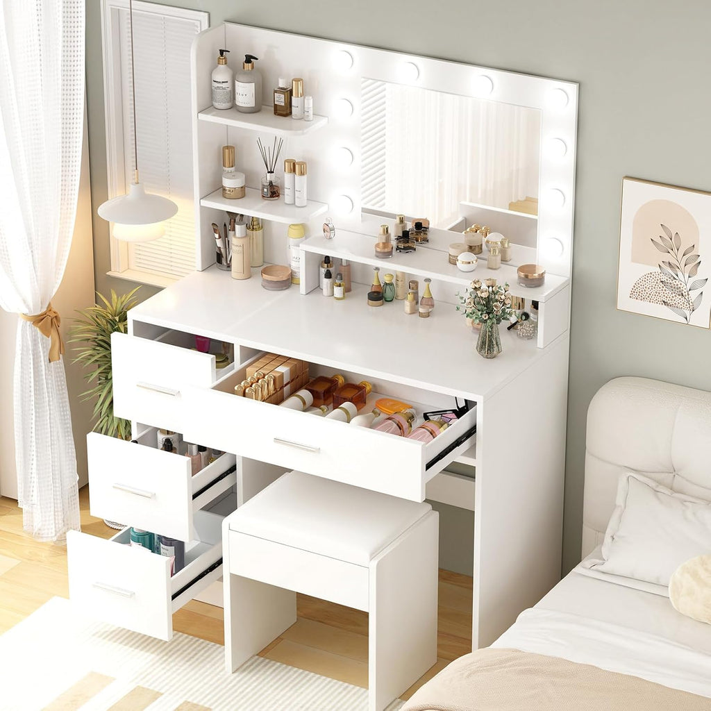 Makeup Vanity Desk with Mirror and Light