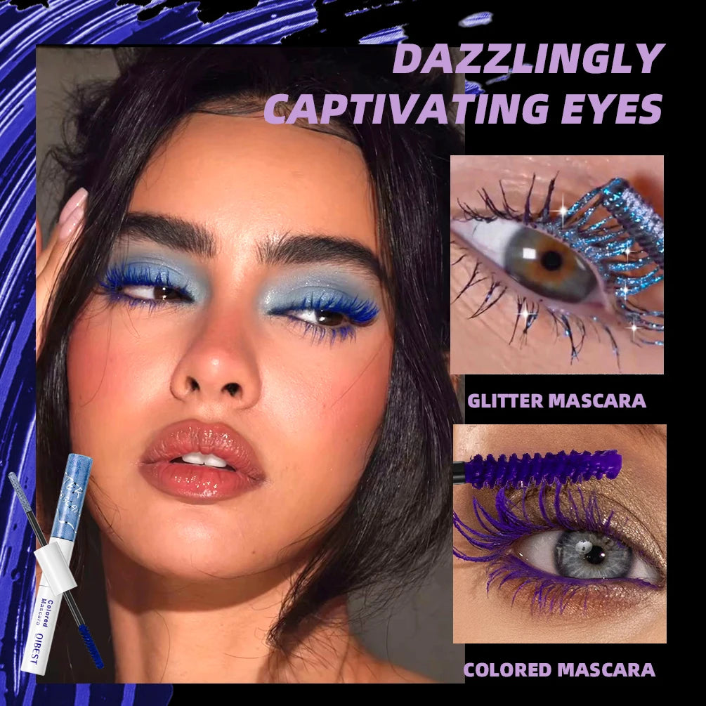 Double Headed Diamond Glitter Colored Mascara,Long Lasting 